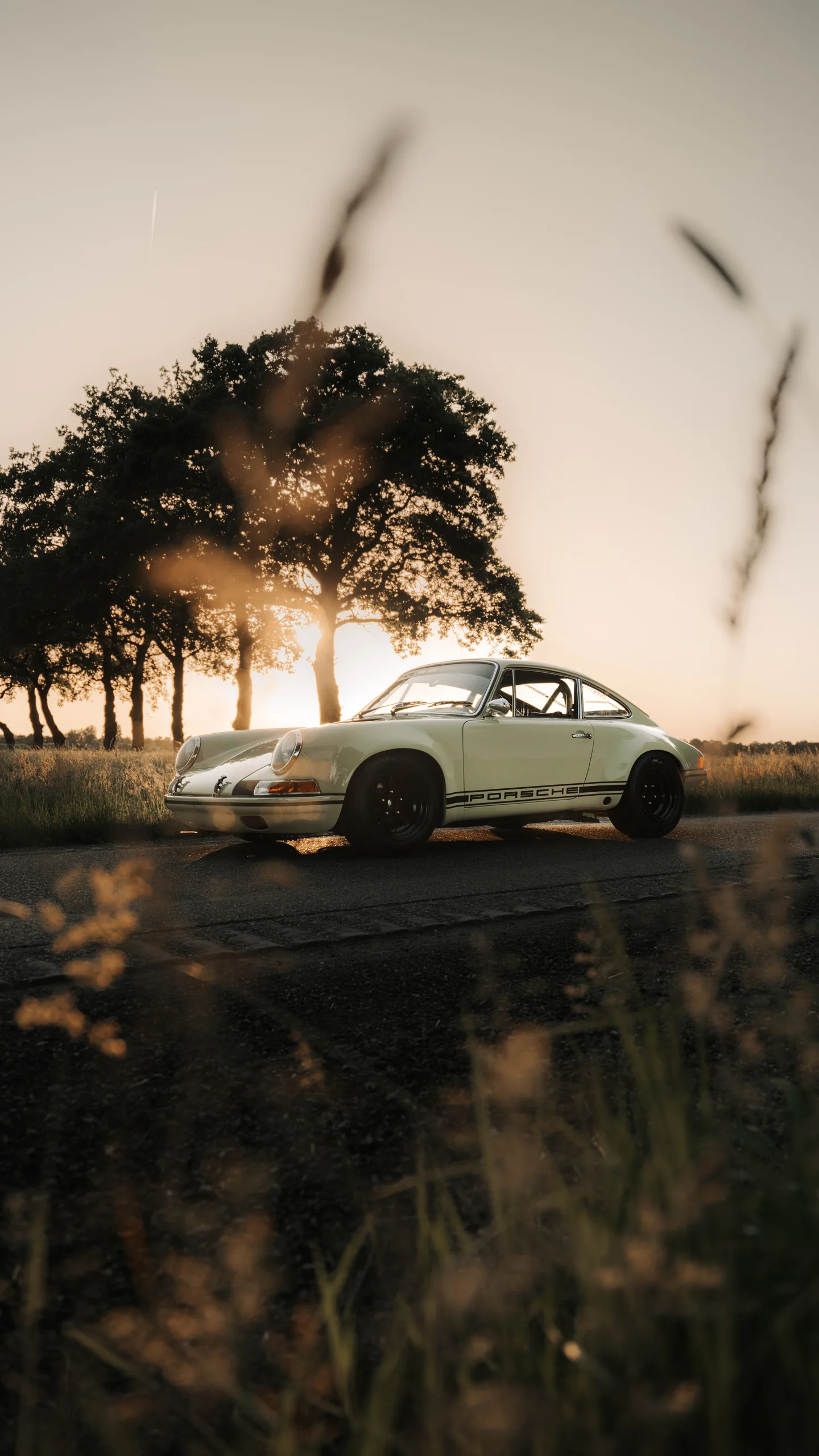 Classic Porsche in warm evening light